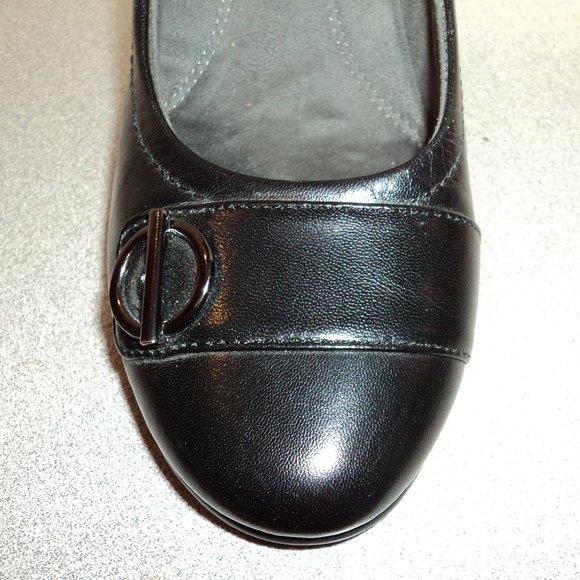 Aerosoles Heel Rest Womens 8 M Black Leather Shoes Pumps Slip On Round Toe - Picture 8 of 12